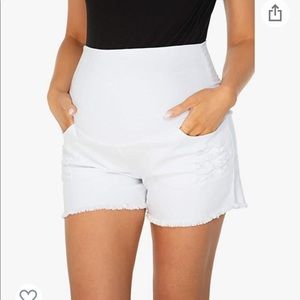 Women's Maternity Shorts Pants Wide Elastic Band Pregnancy Denim Shorts